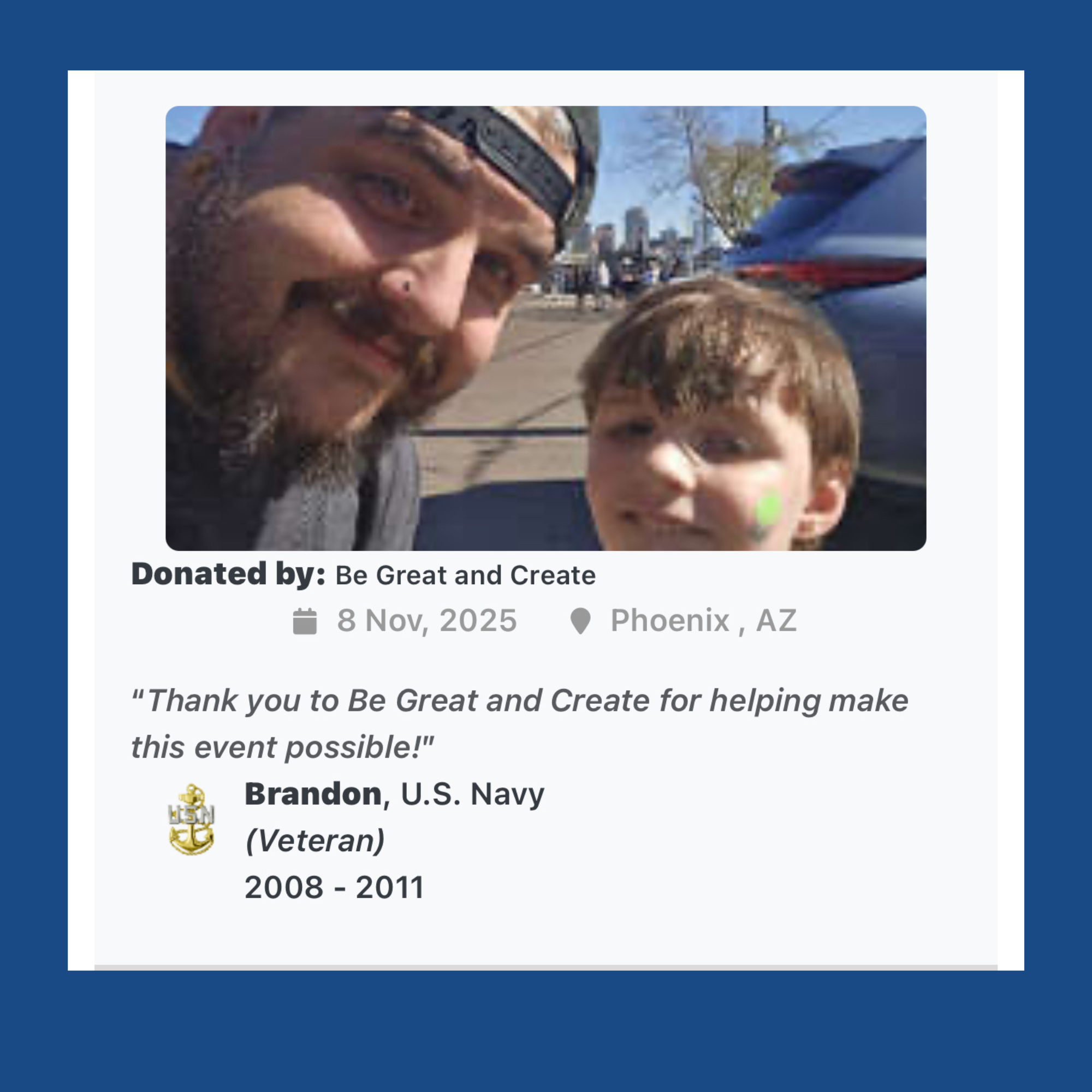 Veterans Day Cookout event feedback from a community member